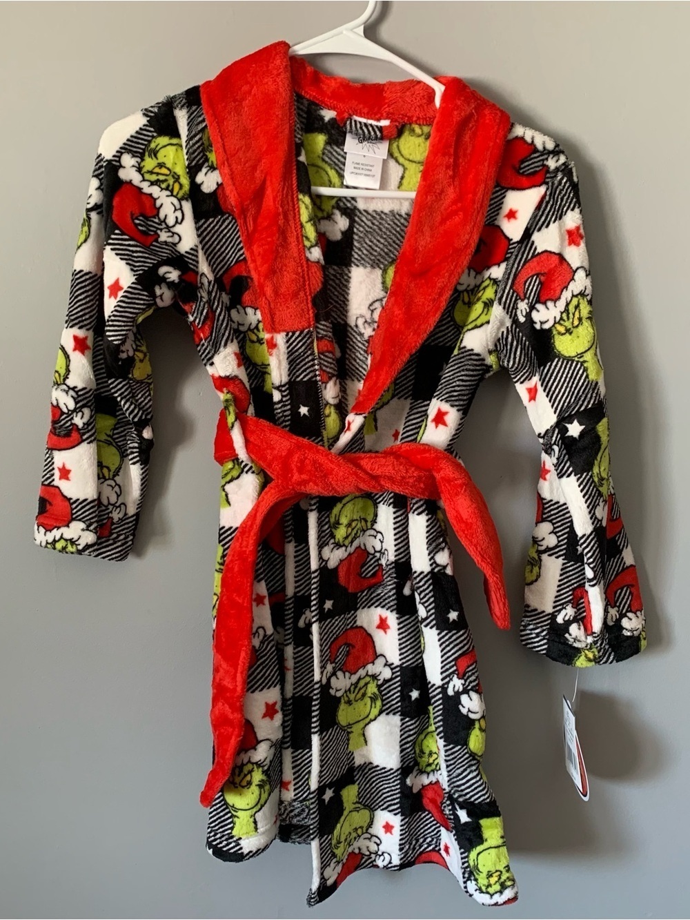 NWT. DR. SEUSS Grinch Pattern Plush Robe - Picture 2 of 5
